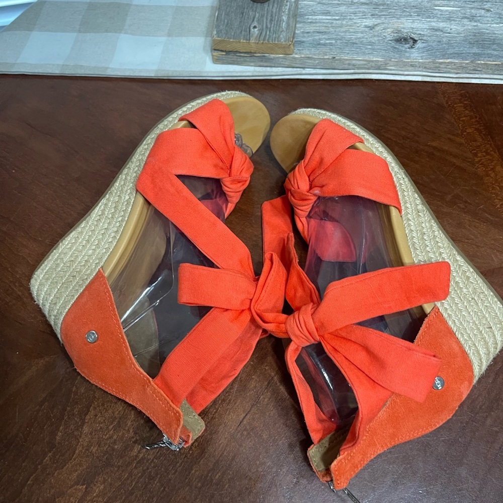 Ugg Yarrow Canvas Espadrille Wedge Sandals Shoes - Picture 7 of 10